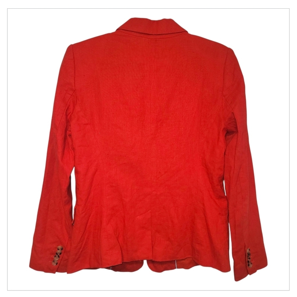 Adrienne Vittadini Red Linen Blend Blazer M Tailored Office Jacket - Picture 4 of 7